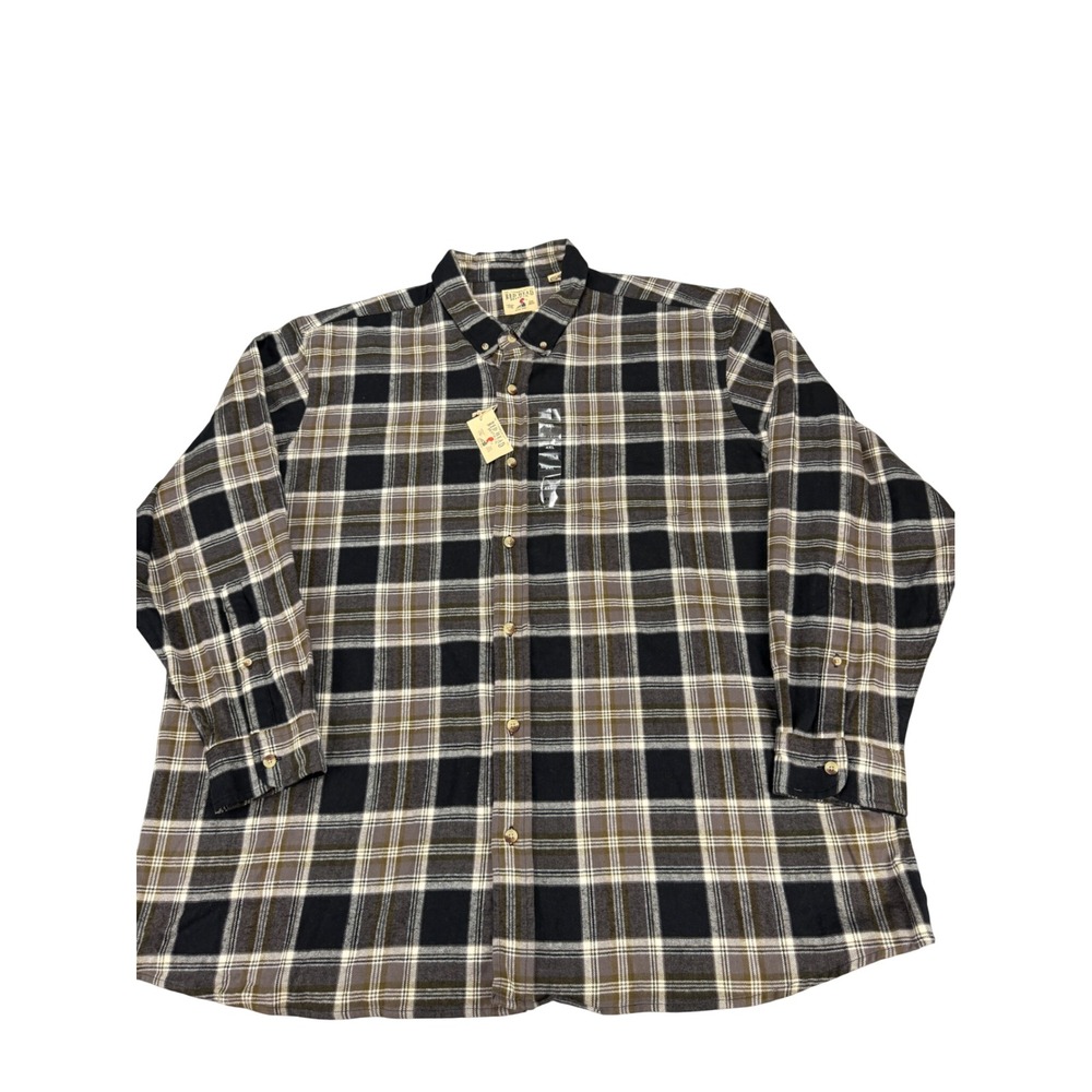 RedHead Ultimate Flannel Shirt Mens 4XL Granite Plaid Button Down 100% Cotton